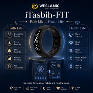 Anel Weslamic iTasbih FIT Smart Dhikr com Monitoramento de Saúde