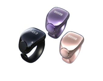 Smart Tasbih Counter Ring: Digital Dhikr Prayer Tracker, Black, Purple, Rose Gold