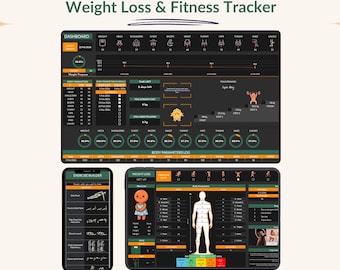 Modello per il monitoraggio della perdita di peso su Google Sheets, pianificatore di fitness e registro degli allenamenti, download digitale.