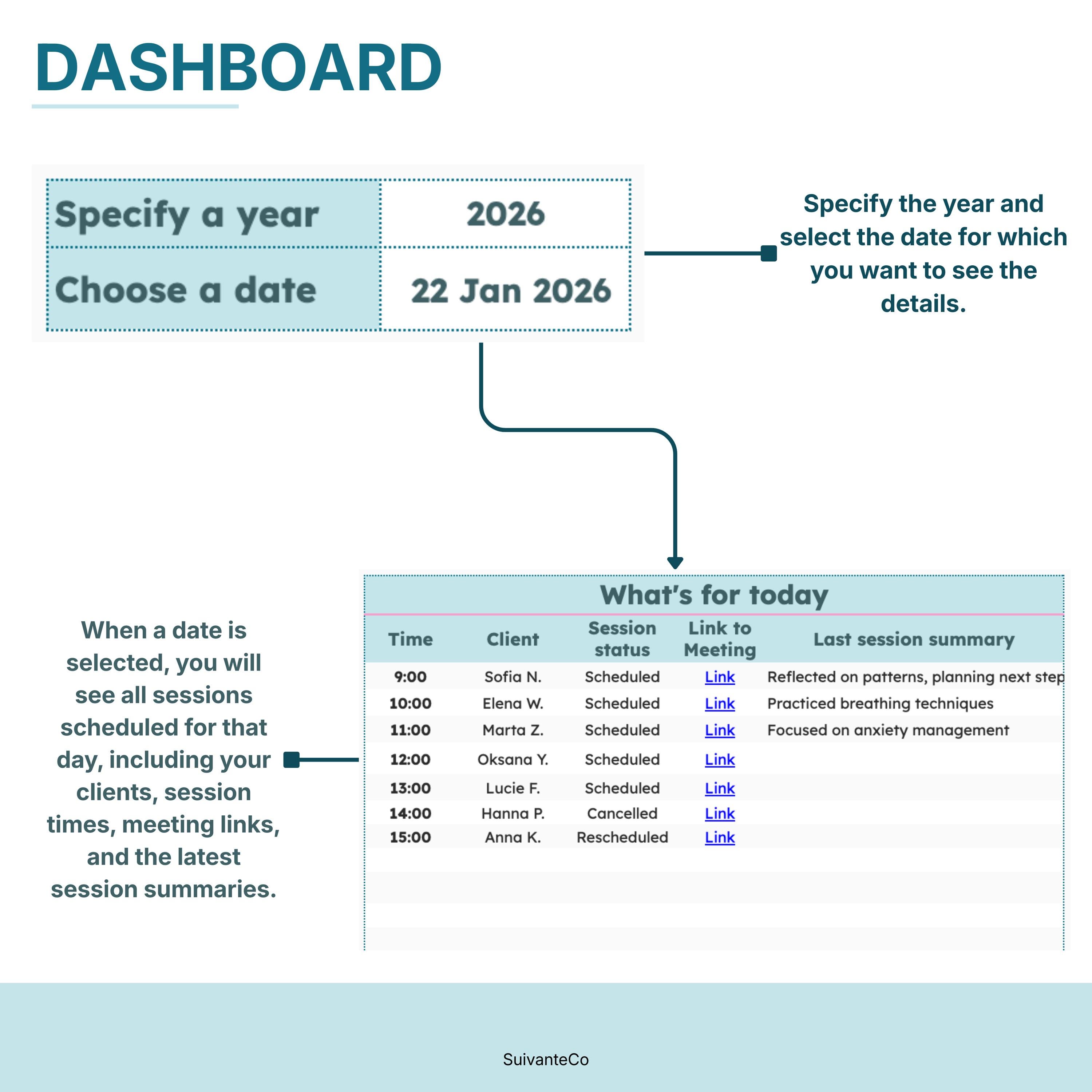 Therapist Planner Session Notes for Google Sheets | Client Tracker ...