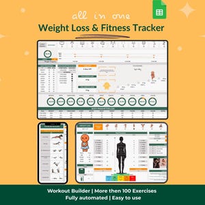Weight Loss Tracker Google Sheets Template | Fitness Planner, Workout Log & Body Measurements | Digital Download