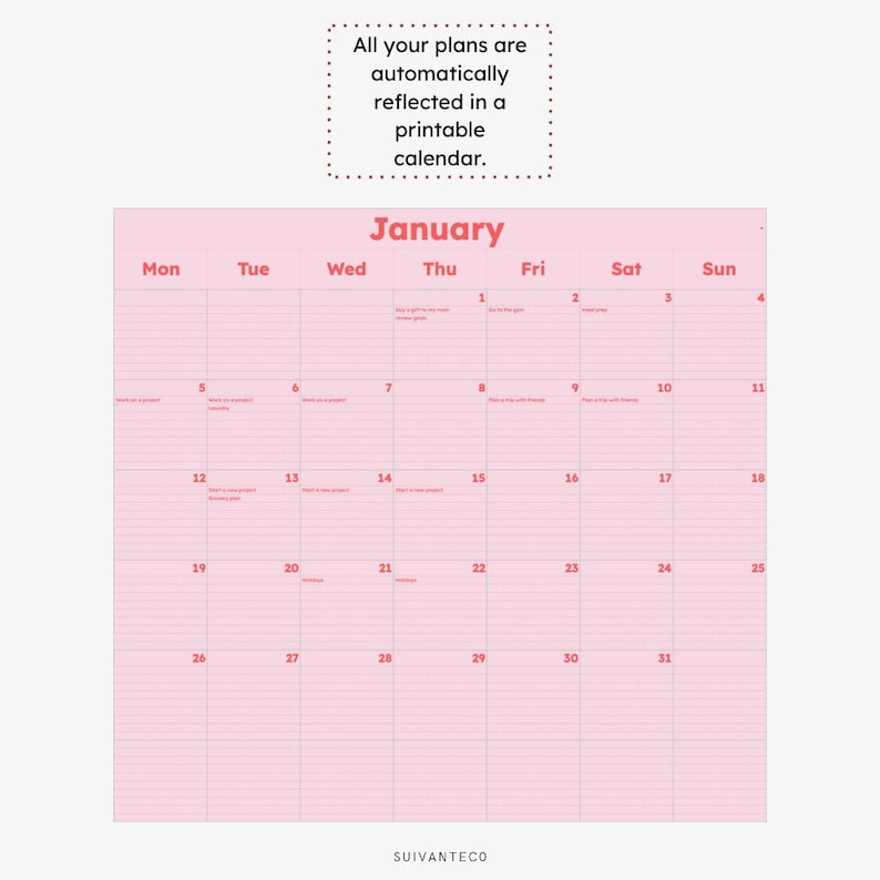 2026 Digital Task Planner | Printable 12 Month Calendar - Google Sheets ...