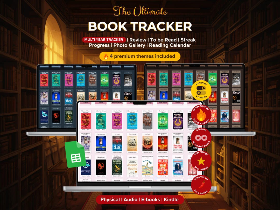 Digital Book Tracker & Reading Journal | Google Sheets Library, Reading ...