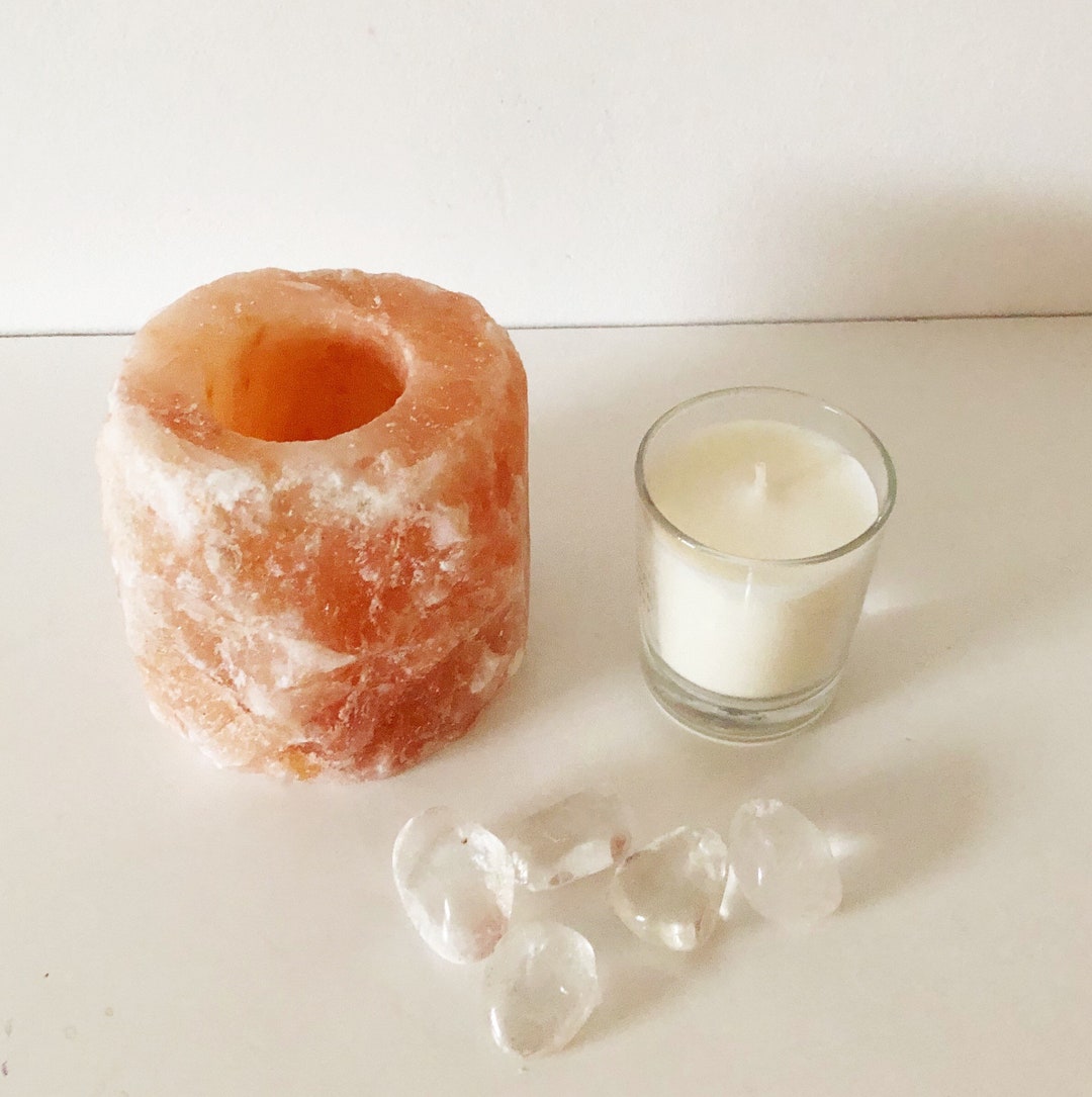 Himalayan Salt Crystal Candle Holder Associated With Clarity Etsy