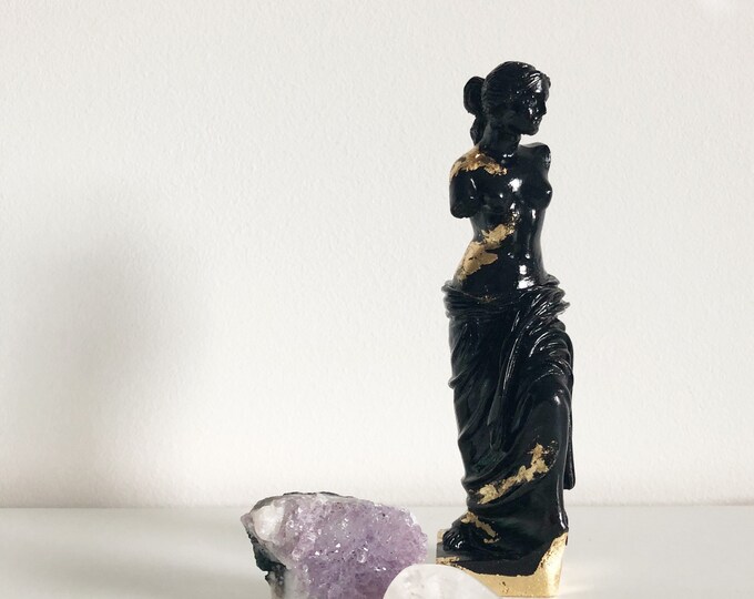 Black Gold Venus De Milo Goddess Statue - Aphrodite Plaster Figurine ...