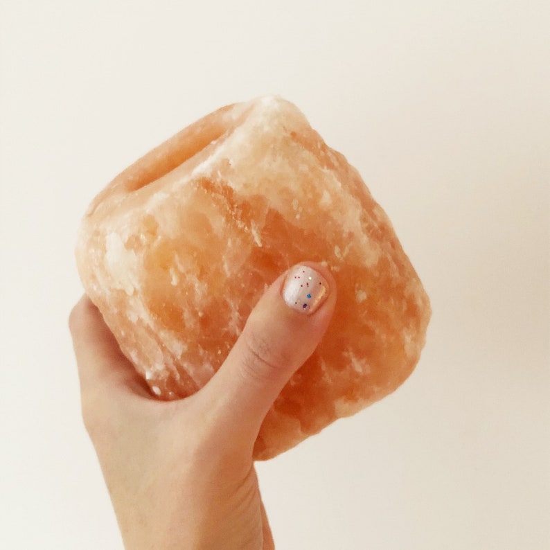 Himalayan Salt Crystal Candle Holder Associated With Clarity Etsy