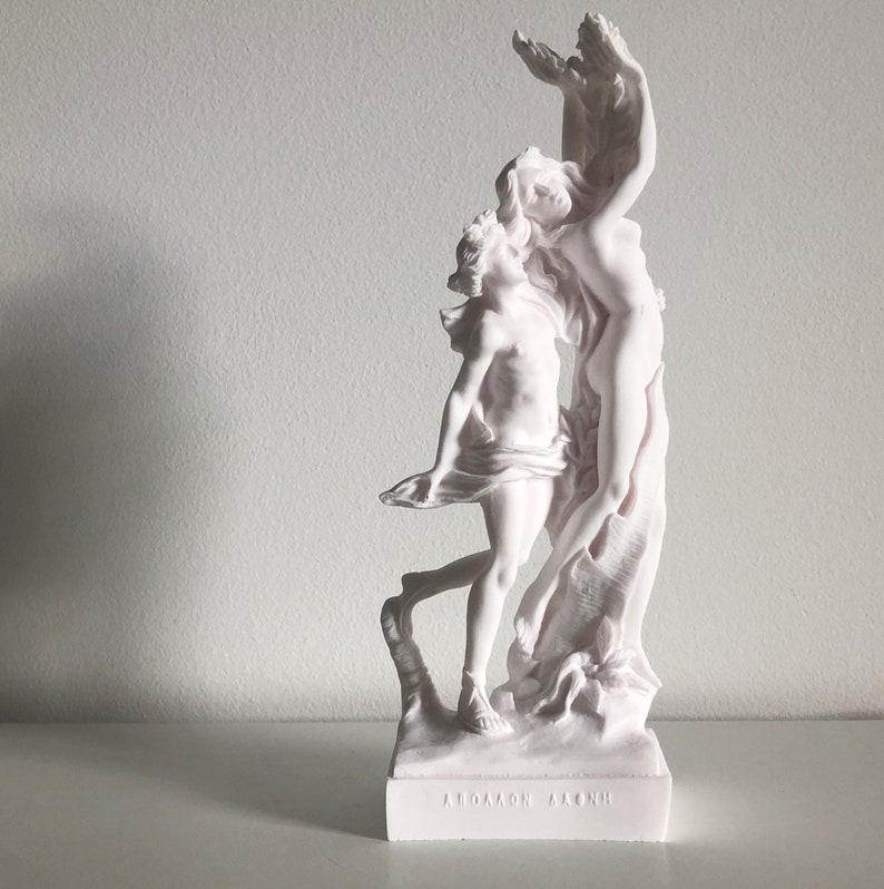 Apollo and Daphne Figurine Greek Mythology Inspired Statue White Alabaster Plaster Figure Classical Art Ornament, Alter / Home Decor image 3