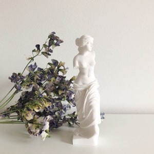 Venus De Milo Figurine - White / Pearl Finish Plaster Ornament - Greek Goddess Aphrodite, Woman Statue - Classical Art Home Decor