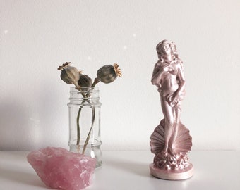 Pink Pearl Venus Statue - Sparkling Plaster Figurine, Classic Female Greek Goddess Aphrodite Ornament Magical Romantic Arty Home Alter Decor