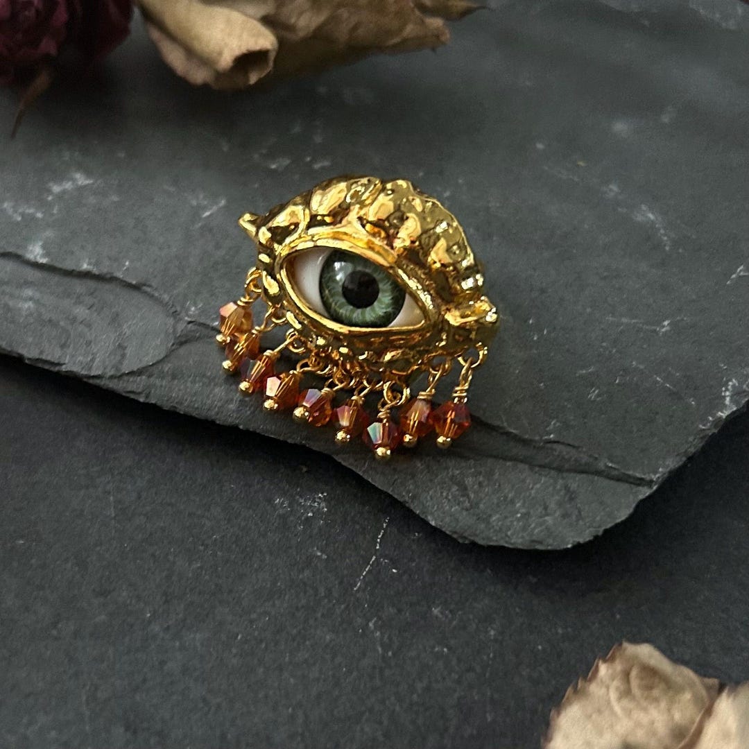 Seeing Eye Rings Statement All Seeing Eye Ring - Adjustable - Gold Tone Brass ...