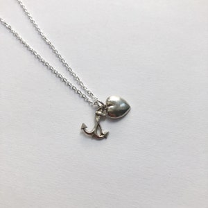 Sterling Silver Hope and Love Necklace - Simple Anchor and Heart Vintage Charms - 925 Hallmarked Chain