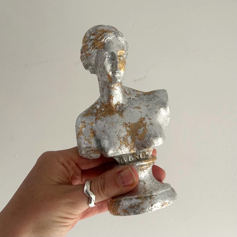 Plaster Venus De Milo Bust Figurine - Hand Gilded Metallic Finish ...