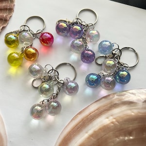 Bubble Bag Charm / Keyring - Fun Acrylic Sphere Boba, Silver Tone Brass Chunky Clasp - Quirky Cute Mermaid Pretty Trinket Keychain Clip