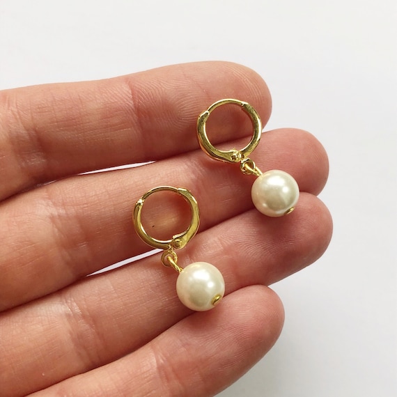 Gold, Cultured Pearl and Charm Hoop Earrings