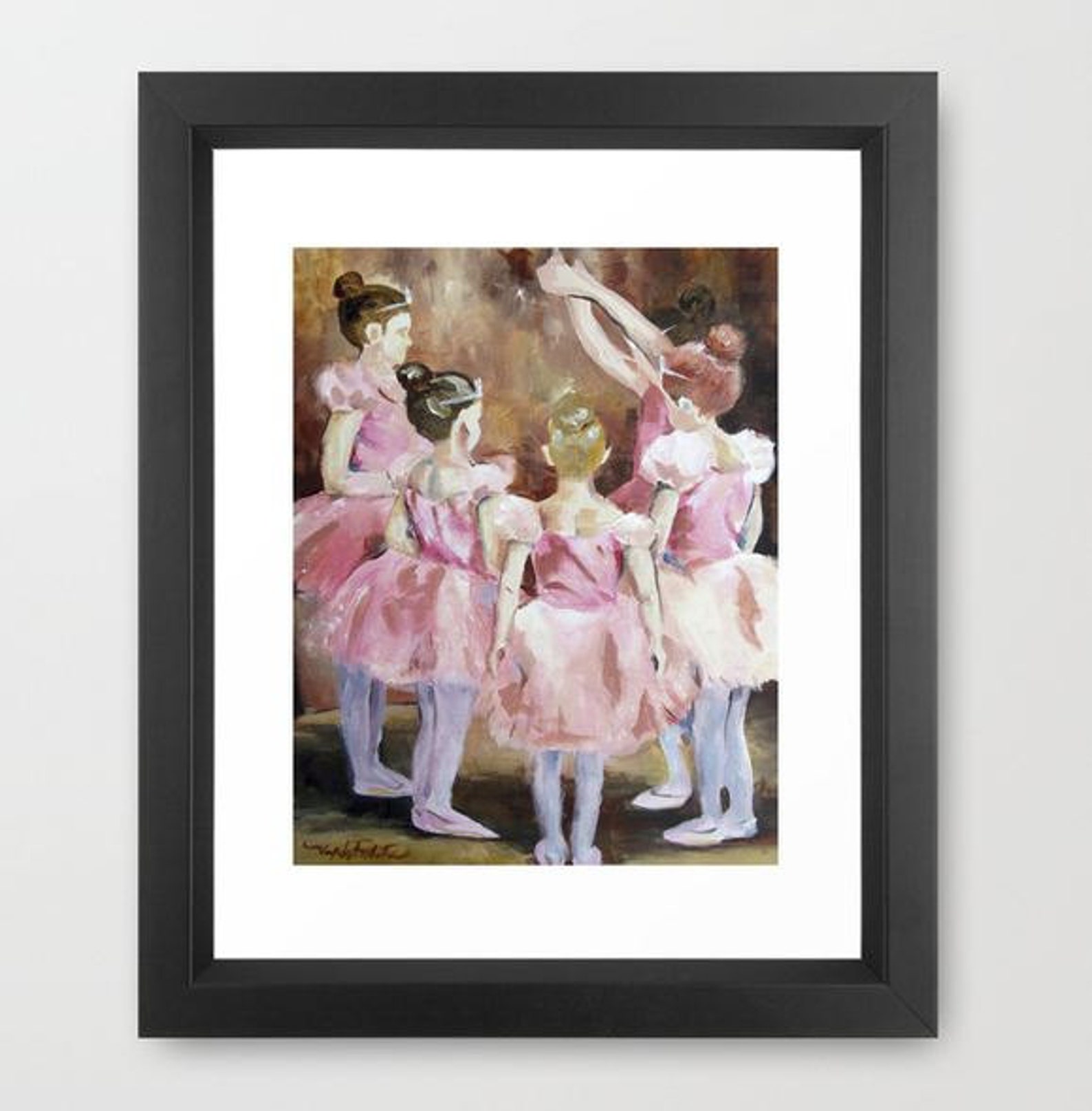 before the dance - ballet series - pink girls in tutus 11x14 poster print kids room wall artwork