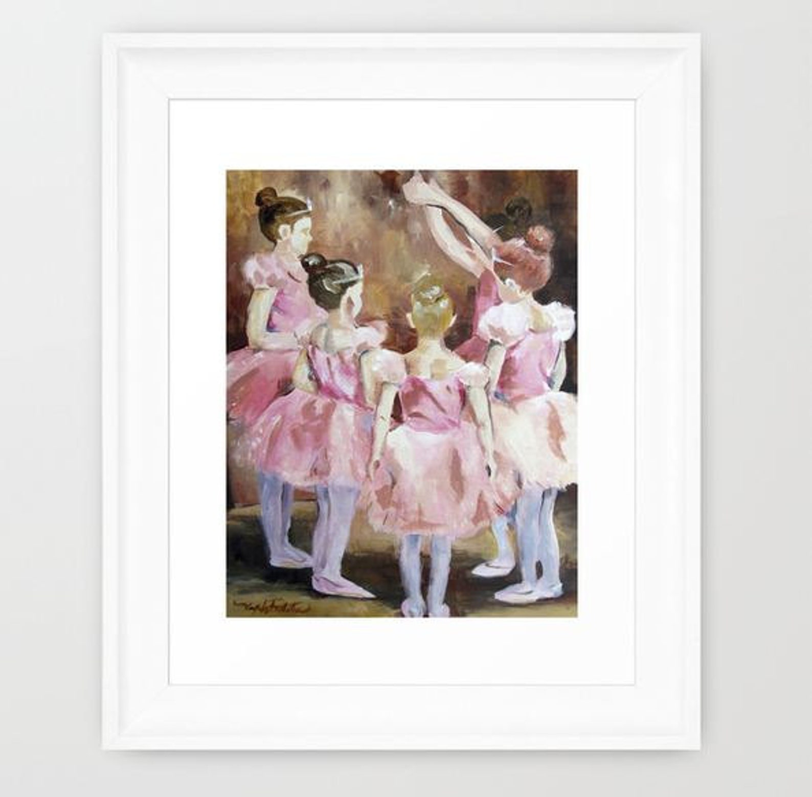 before the dance - ballet series - pink girls in tutus 11x14 poster print kids room wall artwork