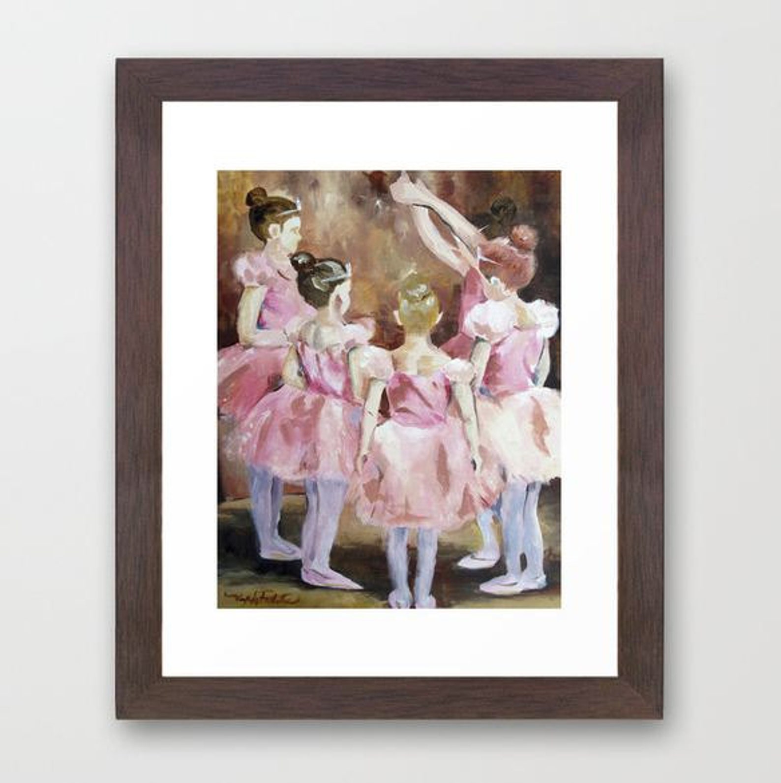 before the dance - ballet series - pink girls in tutus 11x14 poster print kids room wall artwork