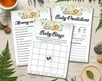 Ensemble de jeux de baby shower Safari, activités sur le thème de la jungle (téléchargement instantané)
