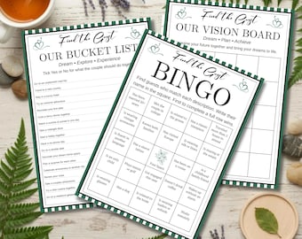 Modèle modifiable de toile de bingo pour la douche nuptiale, carte de jeu de mariage minimaliste, activité invitée en téléchargement numérique