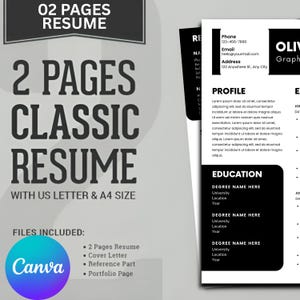 Professional 2-Page Resume Template | Editable in Canva | Modern ATS-Friendly CV | Instant Download | Easy to Customize