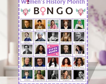 Editable Women’s History Month Bingo Printable Game, International Women’s Day Classroom Activity for Kids Adults, Digital Download