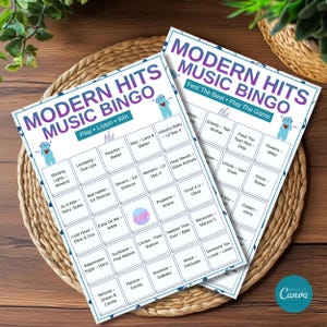 Customizable bingo cards for music themed party game