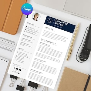 Modern 1-Page Resume Template: Professional CV Design (Canva Downloadable File