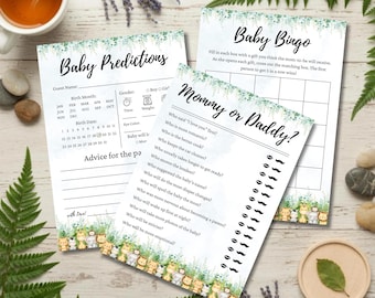 Lot neutre de jeux baby shower ours (téléchargement numérique)