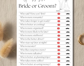 Jeu de mariée ou de marié, activité Devinez qui douche nuptiale (téléchargement numérique)