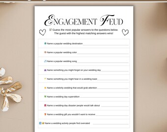 Editable Engagement Party Game Canva Template, Wedding Feud Bridal Shower Game, Bachelorette Party Activity, Printable Couples Game Download
