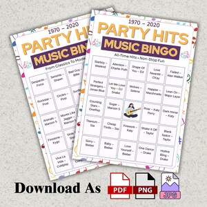 Music bingo activity set for family gatherings with easy to edit Canva design