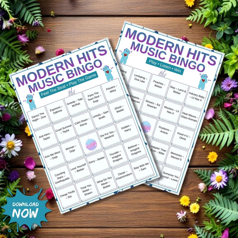 Fun music bingo game printable for family or office party