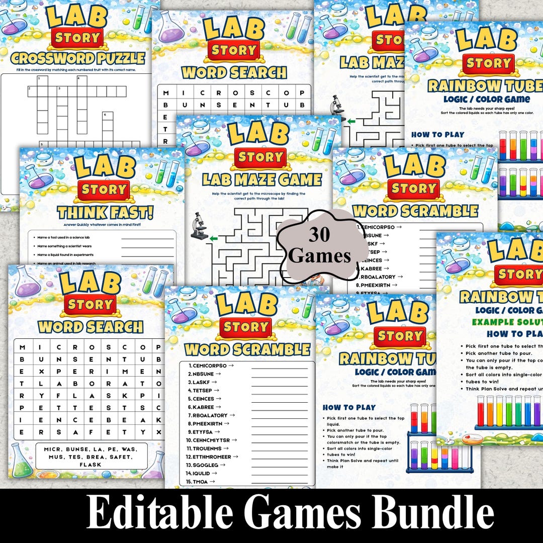 Editable Lab Week Games Bundle Canva Template, Medical Lab Activities ...