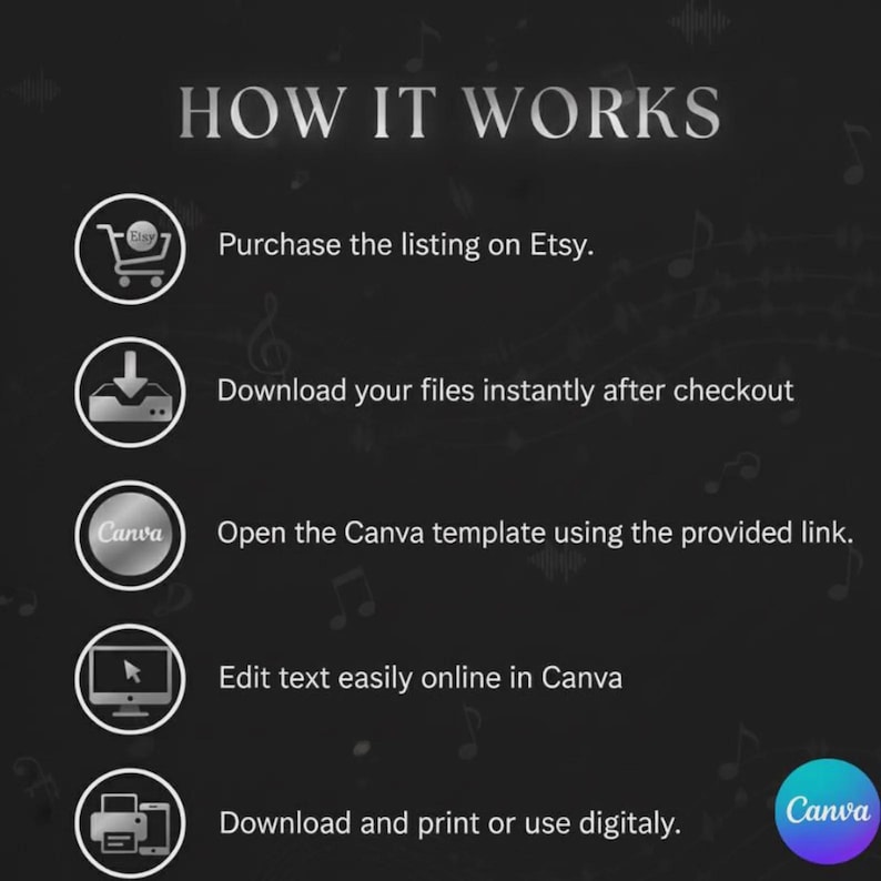 Canva editable bingo card design for music themed party entertainment
