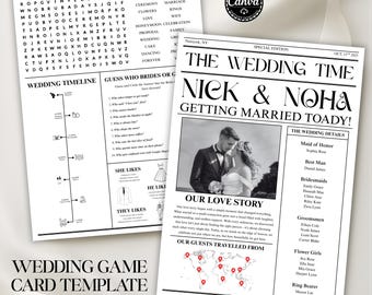 Wedding Newspaper Program Template with Photo, DIY Infographic (PDF File)