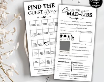 Jeux de mariage imprimables | Bingo et la douche nuptiale Mad Libs (téléchargement numérique)