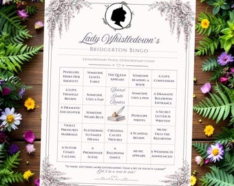 Jeu de bingo Bridgerton Watch Party, activité dramatique de l'époque de la Régence (téléchargement numérique)