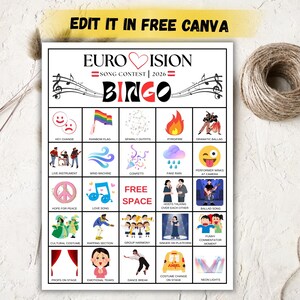 Bingo card with fun icons and challenges for group play