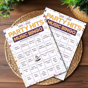 Party game template featuring music bingo layout for fun social events