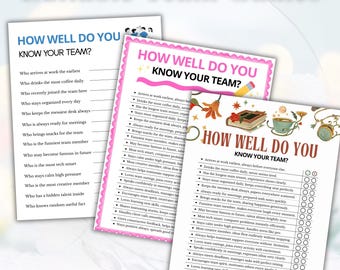 Editable Team Building Game Template, Printable Coworker Quiz Activity for Office Party Icebreaker & Happy Hour Fun, Digital Download
