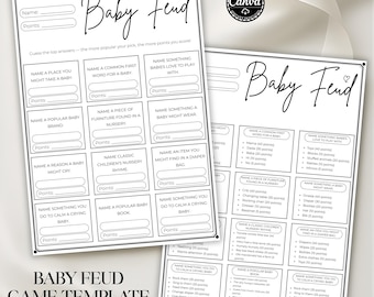 Jeu de querelle de bébé, activité de baby shower (modifiable sur toile, téléchargement numérique