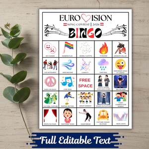 Printable party game for TV show or contest watch night