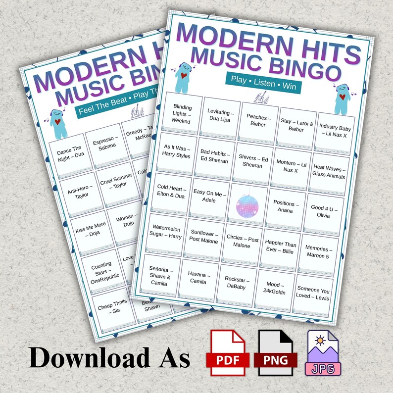 Canva music bingo template with customizable song titles