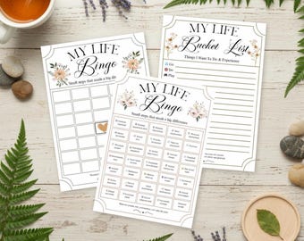 Modèle My Life Bingo sur toile, liste de produits à prendre en charge (téléchargement numérique)