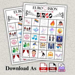 Music themed bingo activity for group events and parties