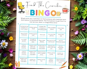 Jeu de bingo entre collègues, Trouvez quelqu'un qui brise la glace (Téléchargement numérique)