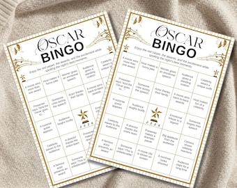 Cartes de jeu Oscars Bingo 2026, soirée de remise des récompenses (téléchargement PDF)