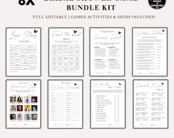 Lot de jeux pour la douche nuptiale, jeux amusants d'enterrement de vie de jeune fille (téléchargement numérique)