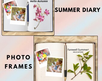 Summer Memory Photo Frame Template | Digital Scrapbook Frame | Instant Download | Printable Photo | Summer Vacation Frame | Diary Photos