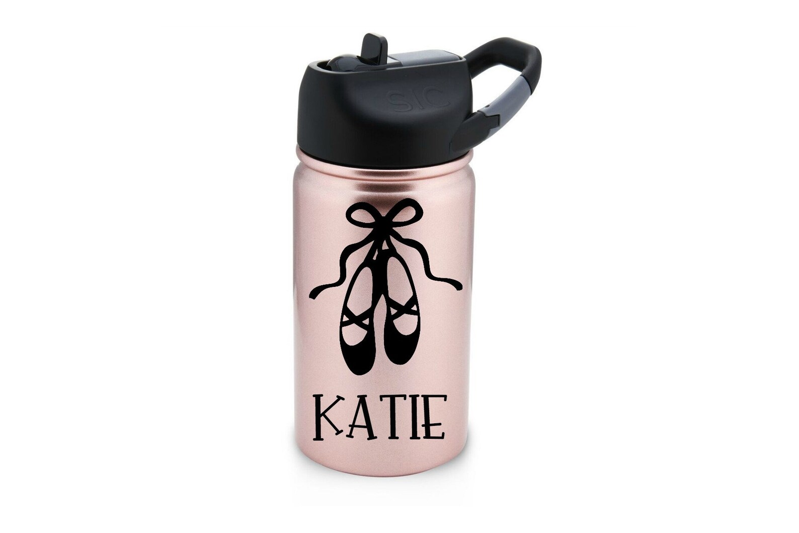 ballet slippers water bottle / 12 oz personalized ballet shoes lil sic for kids